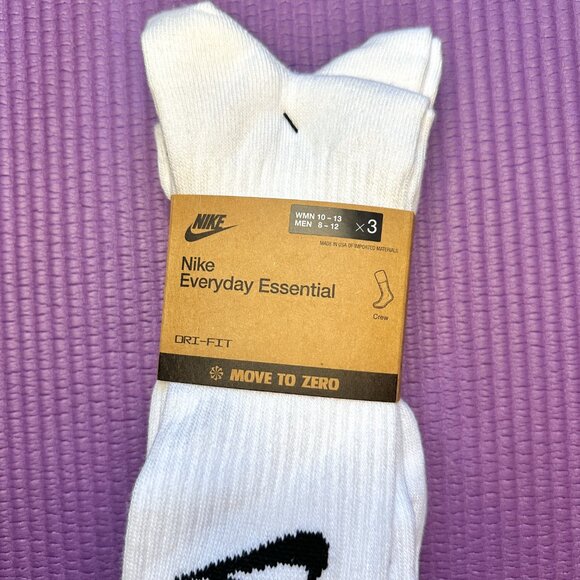 Nike Everyday Men's Size 8-12 L Cushion 3 Pairs Crew White Swoosh Retro Athletic - Picture 2 of 6